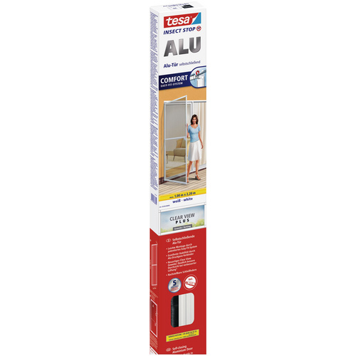 Tesa Fliegengitter Alu Rahmen Comfort Tür Weiß 220 cm x 100 cm