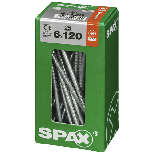 Thumbnail - SPAX Universalschraube, 6 mm, Stahl, 25 Stk., TRX 6x120 L - silberfarben