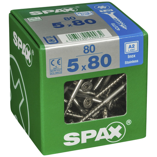 Thumbnail - SPAX Edelstahlschraube, T-STAR plus, 80 Stk., 5 x 80 mm - silberfarben