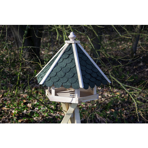 Thumbnail - DOBAR Vogelfutterhaus, für Wildvögel, Kiefernholz/Bitumen, natur/grün - gruen