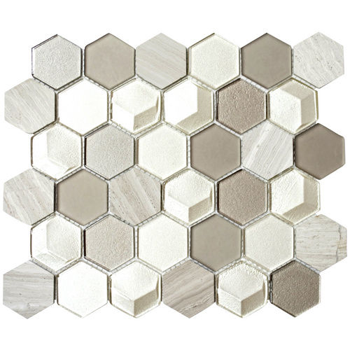 HuH Mosaik Mosaikfliese »Hexa«, BxL: 30 x 26 cm, Wandbelag – grau