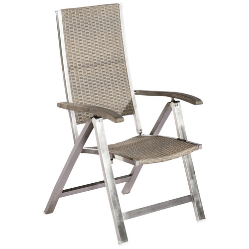 MERXX Gartenstuhl San Severo, Edelstahl/Polyrattan/Akazie, verstellbar