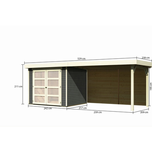 KARIBU Gartenhaus, BxT: 462 x 217 cm (Au...