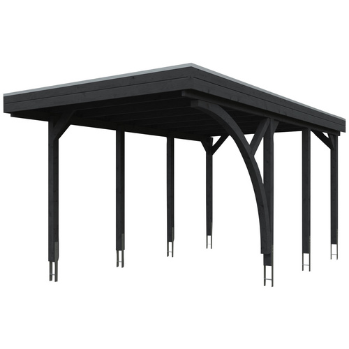 SKANHOLZ Carport »Friesland Set 5«, BxT: 314 x 555 cm, Firsthöhe: 241 cm, lasiert - grau