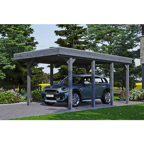 SKANHOLZ Carport »Friesland«, BxT: 314 x 555 cm, Firsthöhe: 241 cm, lasiert – grau