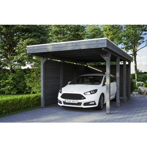 SKANHOLZ Carport »Friesland Set 1«, BxT: 314 x 555 cm, Firsthöhe: 241 cm, lasiert – grau