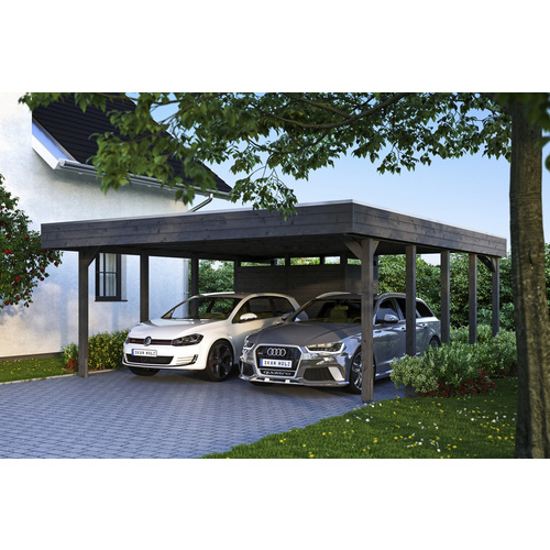 SKANHOLZ Carport »Friesland Set 4«, BxT: 557 x 708 cm, Firsthöhe: 254 cm, lasiert - grau