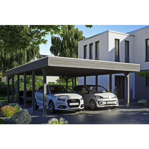 SKANHOLZ Carport »Friesland«, BxT: 557 x 860 cm, Firsthöhe: 254 cm, lasiert – grau