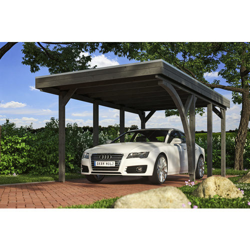 SKANHOLZ Carport »Friesland Set 5«, BxT: 314 x 555 cm, Firsthöhe: 241 cm, lasiert – grau