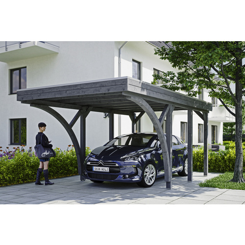 SKANHOLZ Carport »Friesland Set 6«, BxT: 314 x 555 cm, Firsthöhe: 241 cm, lasiert – grau