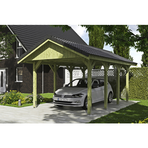 SKANHOLZ Carport »Wallgau«, BxT: 380 x 600 cm, Firsthöhe: 313 cm, imprägniert – gruen