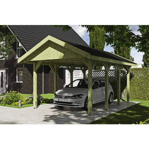 SKANHOLZ Carport »Wallgau«, BxT: 380 x 600 cm, Firsthöhe: 313 cm, imprägniert – gruen