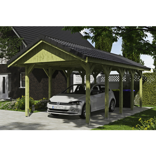 SKANHOLZ Carport »Wallgau«, BxT: 380 x 750 cm, Firsthöhe: 313 cm, imprägniert - gruen