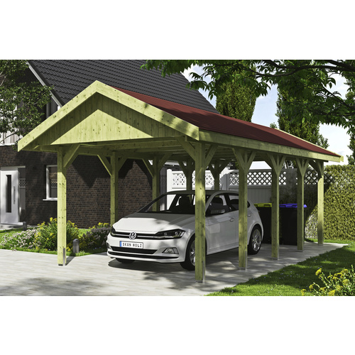 SKANHOLZ Carport »Wallgau«, BxT: 380 x 750 cm, Firsthöhe: 313 cm, imprägniert – gruen