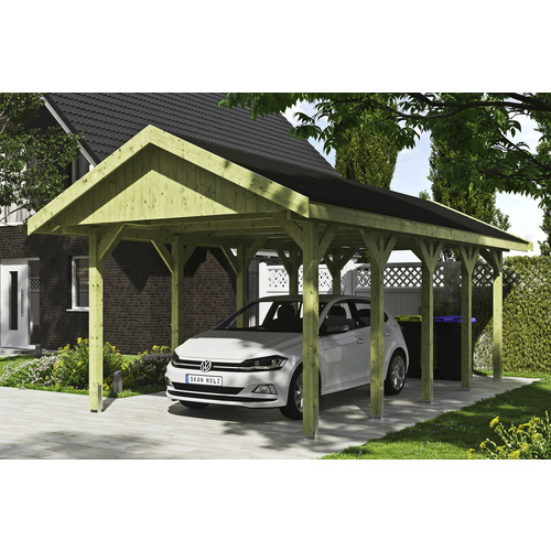 SKANHOLZ Carport »Wallgau«, BxT: 380 x 750 cm, Firsthöhe: 313 cm, imprägniert - gruen