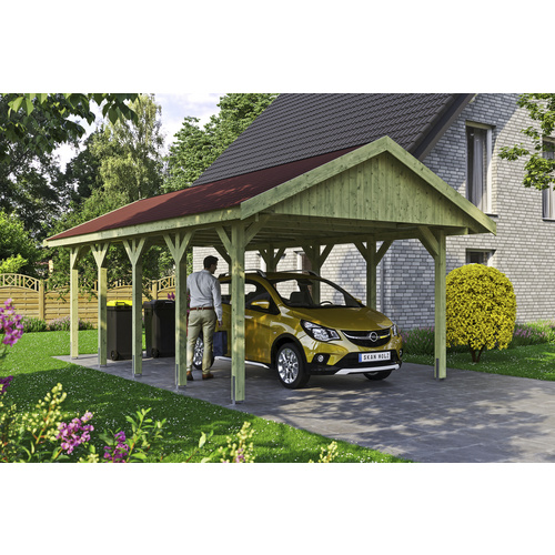 SKANHOLZ Carport »Wallgau«, BxT: 430 x 750 cm, Firsthöhe: 326 cm, imprägniert – gruen