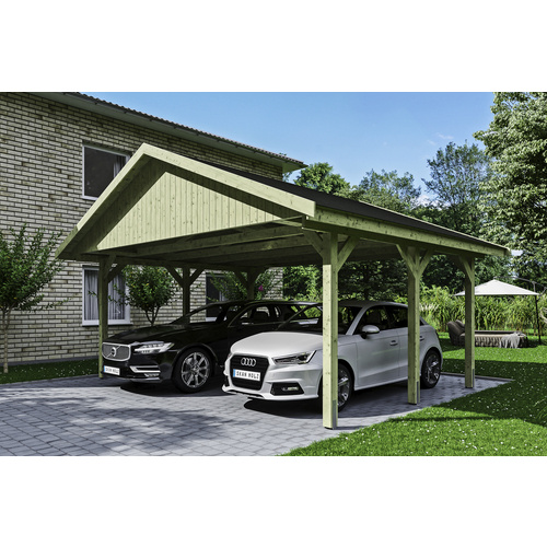 SKANHOLZ Carport »Wallgau«, BxT: 620 x 500 cm, Firsthöhe: 354 cm, imprägniert – gruen