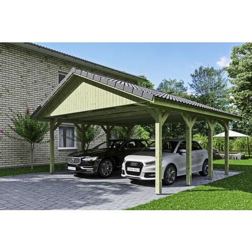 SKANHOLZ Carport »Wallgau«, BxT: 620 x 600 cm, Firsthöhe: 354 cm, imprägniert – gruen