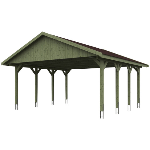 SKANHOLZ Carport »Wallgau«, BxT: 620 x 600 cm, Firsthöhe: 354 cm, imprägniert – gruen