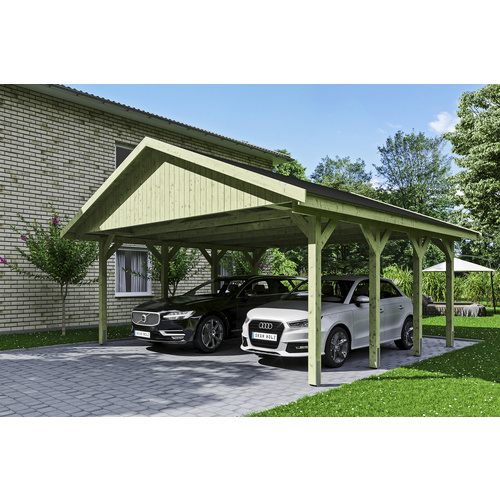 SKANHOLZ Carport »Wallgau«, BxT: 620 x 600 cm, Firsthöhe: 354 cm, imprägniert – gruen