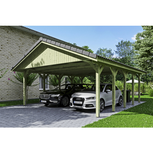 SKANHOLZ Carport »Wallgau«, BxT: 620 x 750 cm, Firsthöhe: 354 cm, imprägniert – gruen