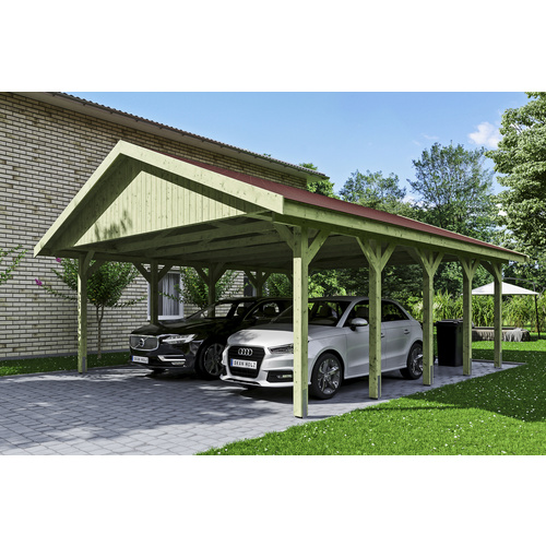 SKANHOLZ Carport »Wallgau«, BxT: 620 x 750 cm, Firsthöhe: 354 cm, imprägniert – gruen