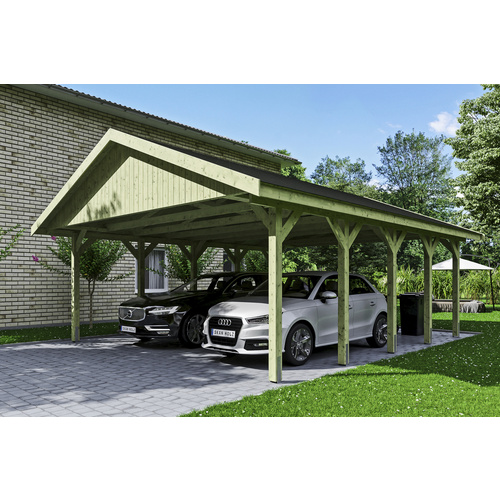 SKANHOLZ Carport »Wallgau«, BxT: 620 x 750 cm, Firsthöhe: 354 cm, imprägniert - gruen