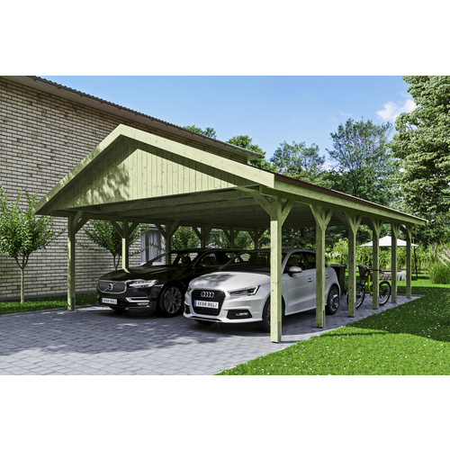 SKANHOLZ Carport »Wallgau«, BxT: 620 x 900 cm, Firsthöhe: 354 cm, imprägniert – gruen