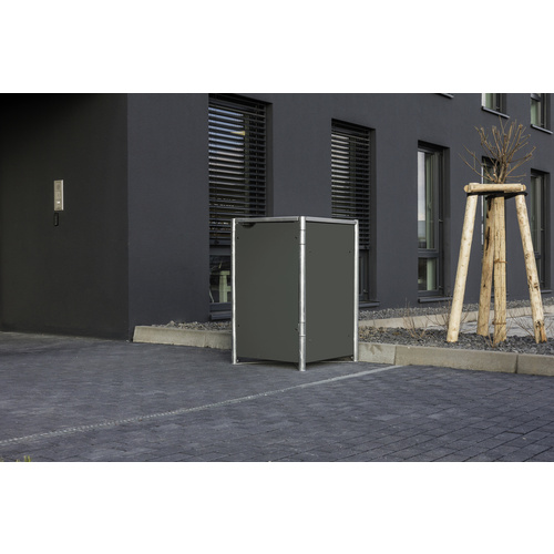 Hide Mülltonnenbox, aus Aluminium-Verbundplatte, 70x115x81cm (BxHxT), 240 Liter - grau