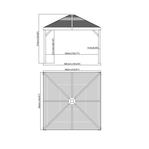 SOJAG Pavillon, quadratisch, BxHxT: 363 ...