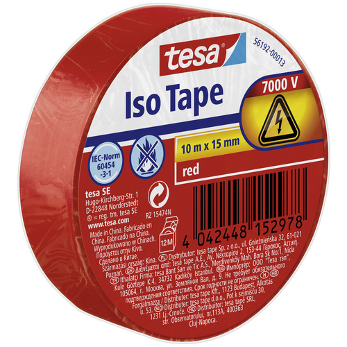 tesa Isolierband 10 m x 15 mm, rot