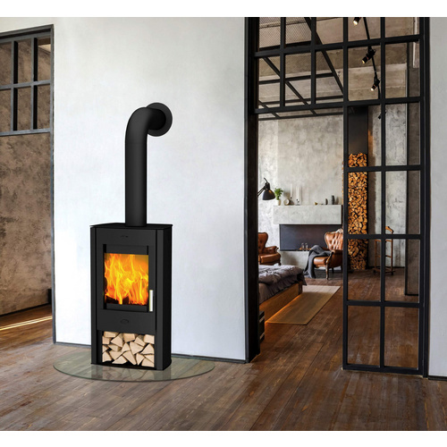 FIREPLACE Kaminofen »Tuvalu«, Stahl, 6 kW, BxHxT: 53 x 95,5 x 36,7 cm, eckig mit seitlichem Segmentbogen - schwarz (Rabatt: 35 %)