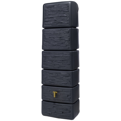 4rain Regentonne Slim Stone Decor 300 l Grau