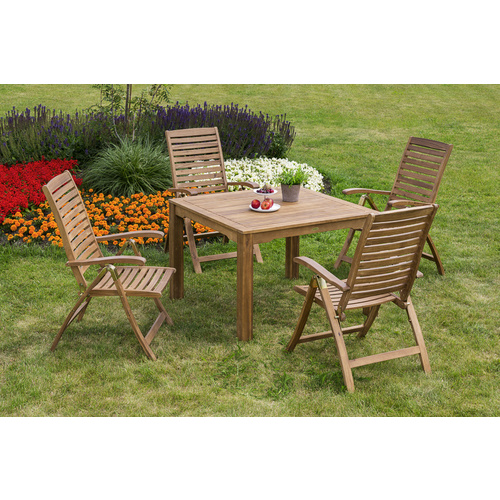 Merxx Gartenmöbel-Set Paraiba 5-tlg. Braun inkl. Tisch 110 cm x 110 cm