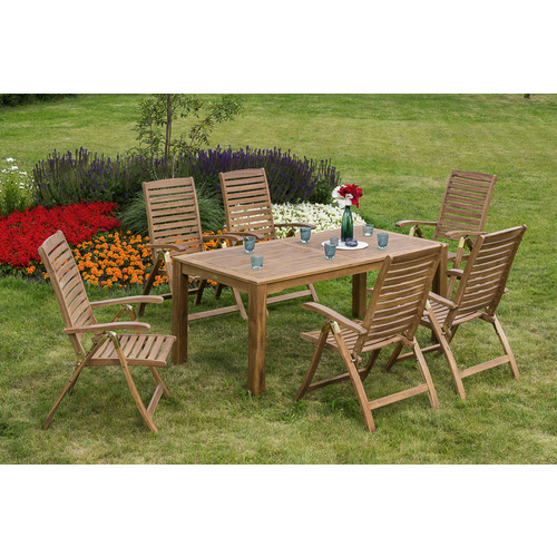 Merxx Gartenmöbel-Set Paraiba 7-tlg. Braun inkl. Tisch 185 cm x 90 cm