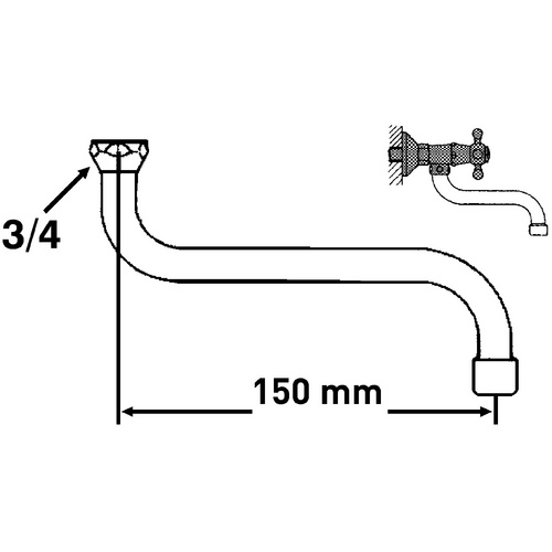 WELLWATER Rohrauslauf, Metall, verchromt, ¾