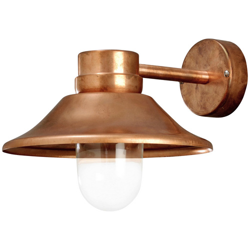 Moderne LED Wandleuchte Vega aus Kupfer und Glas in klar, Handmade