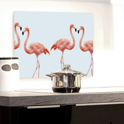 mySPOTTI Mini-Spritzschutz »Lovely Flamingo Aqua«, Aluverbund, Flamingo