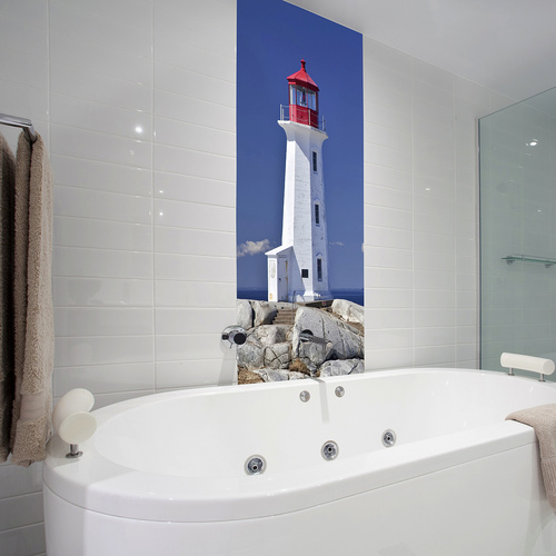 mySPOTTI Badrückwand »Lighthouse«, BxH:90 cm x 210 cm, blau