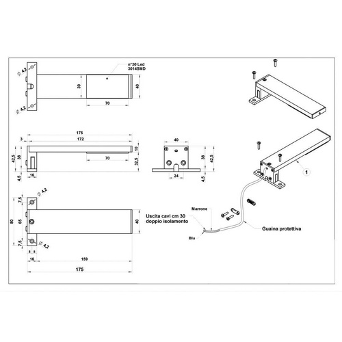 ADOB LED-Spiegelleuchte »LED Spiegelleuchte, 4x17,5 cm, 6000K«, chromfarben, Länge: 8 cm