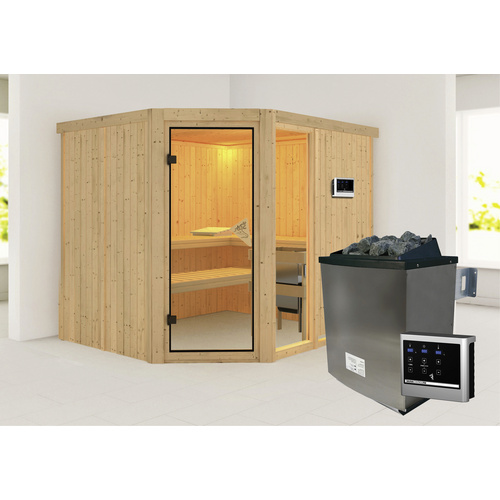 KARIBU Sauna »Paide 3«, inkl. 9 kW Sau... KARIBU Sauna »Paide 3«, inkl. 9 kW Sau...