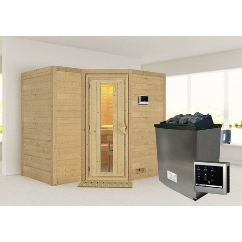 Thumbnail - KARIBU Sauna »Riga 2«, inkl. 9 kW Saunaofen mit externer Steuerung, für 4 Personen - beige