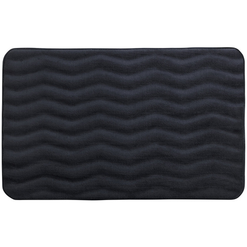Wenko Badteppich Memory Foam Waves 50 cm x 80 cm Dunkelgrau