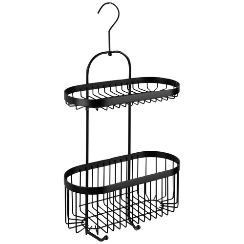 WENKO Badregal Classic Plus Black, 1-tlg., Duschablage mit 2 Körben