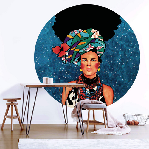 Thumbnail - K&L Wall Art Vliestapete »Runde Vliestapete«, Hülya Frauen Portrait bunte, mehrfarbig, matt