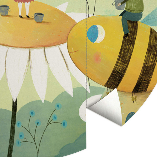 Thumbnail - K&L Wall Art Vliestapete »Runde Vliestapete«, Loske Honig Bienen Freunde Kinder, mehrfarbig, matt - bunt