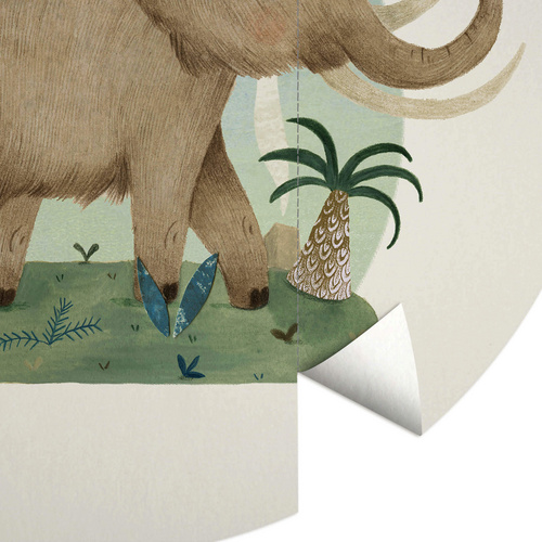 Thumbnail - K&L Wall Art Vliestapete »Runde Vliestapete«, Loske Elefant Katze Kinder, mehrfarbig, matt - bunt