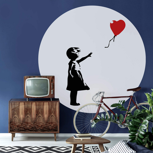 Thumbnail - K&L Wall Art Vliestapete »Runde Vliestapete«, Banksy Girl with the red balloon, mehrfarbig, matt - bunt