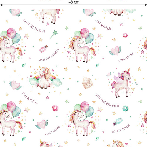 Thumbnail - K&L Wall Art Vliestapete »Kinder Vliestapete«, Mädchen Geburtstag Einhorn, mehrfarbig, matt - bunt