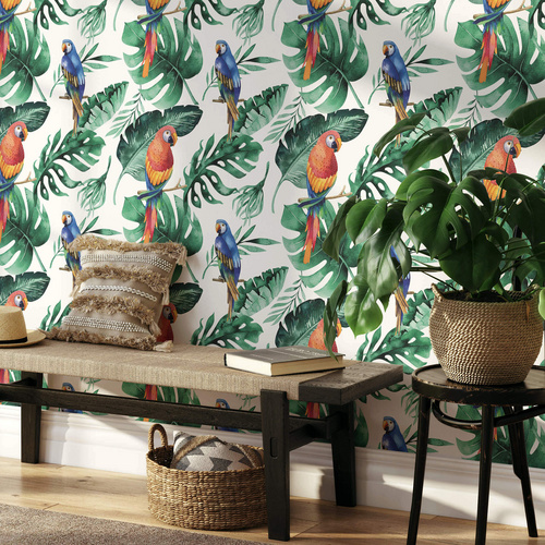 Thumbnail - K&L Wall Art Vliestapete »Kinder Vliestapete«, Papageien bunte Vögel, mehrfarbig, matt